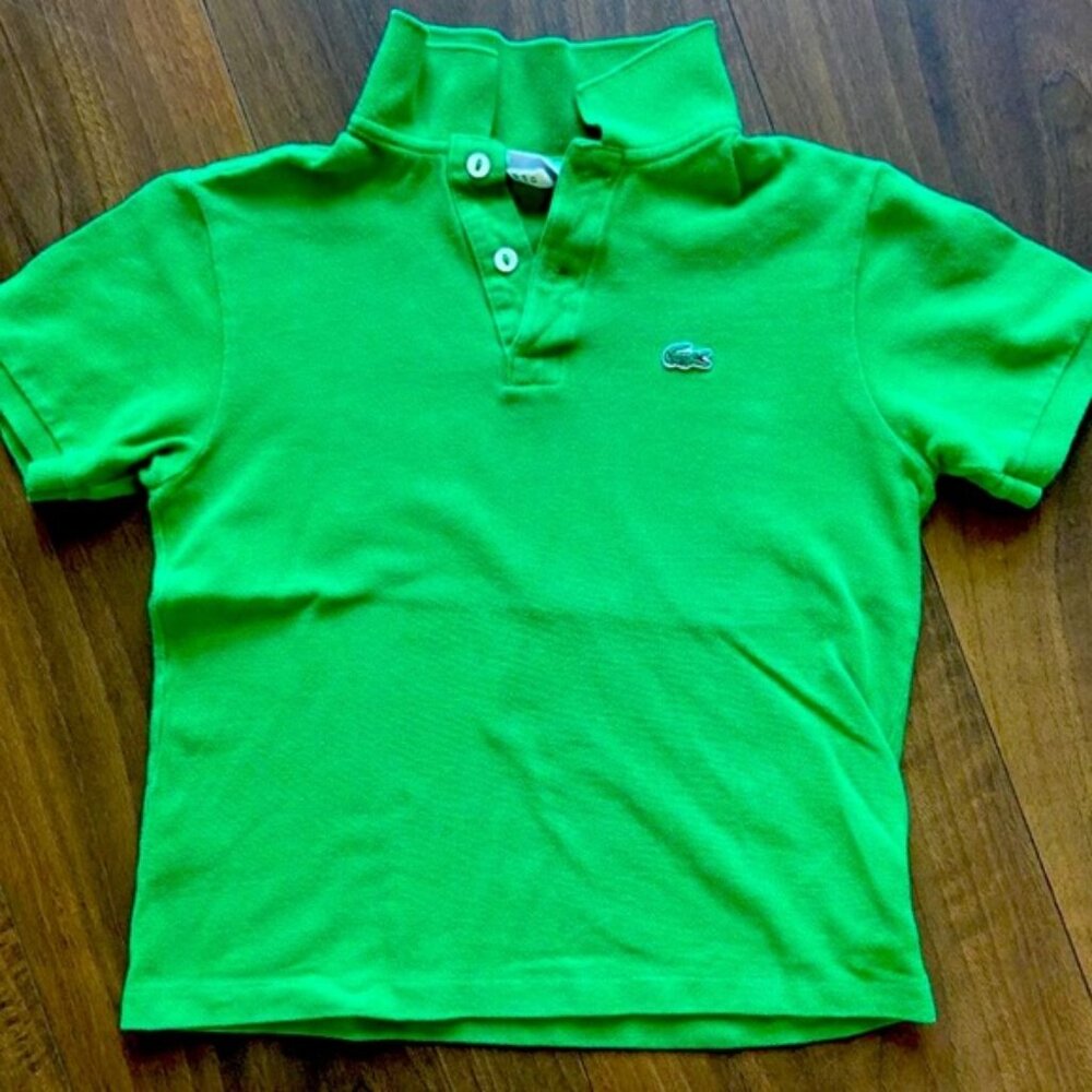 EUC Lacoste preppy Boys Classic Green Piqué Polo Shirt - Size 10